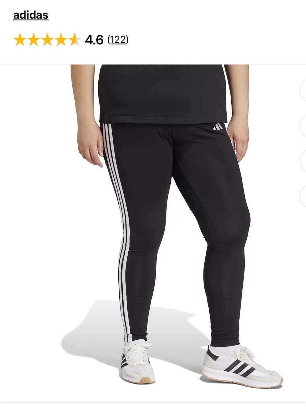 adidas Black Leggings with White 3-Stripes